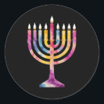 Adesivo Redondo Linda Vintage Hanukkah Menorah Happy Hanukkah<br><div class="desc">Linda Vintage Hanukkah Menorah Happy Hanukkah</div>