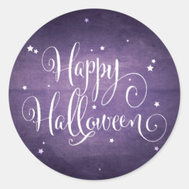 Adesivo Redondo Linda Vintage Stars Purple Halloween