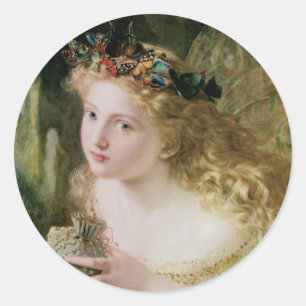 Adesivo Redondo Lindas borboletas de fadas de Sophie Anderson