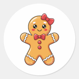 Adesivo Redondo Lindas Meninas Biscoito de Gengibre Arco Natal