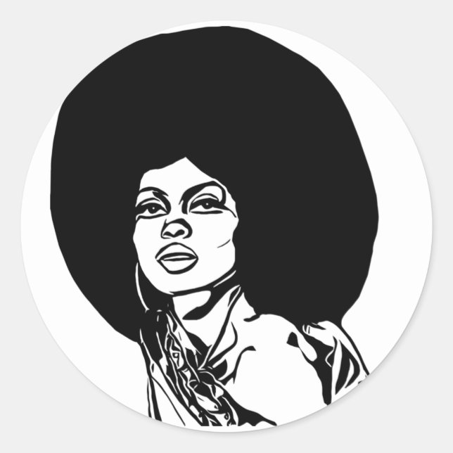 Adesivo Redondo lindas mulheres negras africanas enfrentam abstrat (Frente)