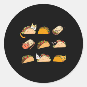 Adesivo Redondo Lindo Burrito Taco Gato Cinco De Mayo Taco Terça-f