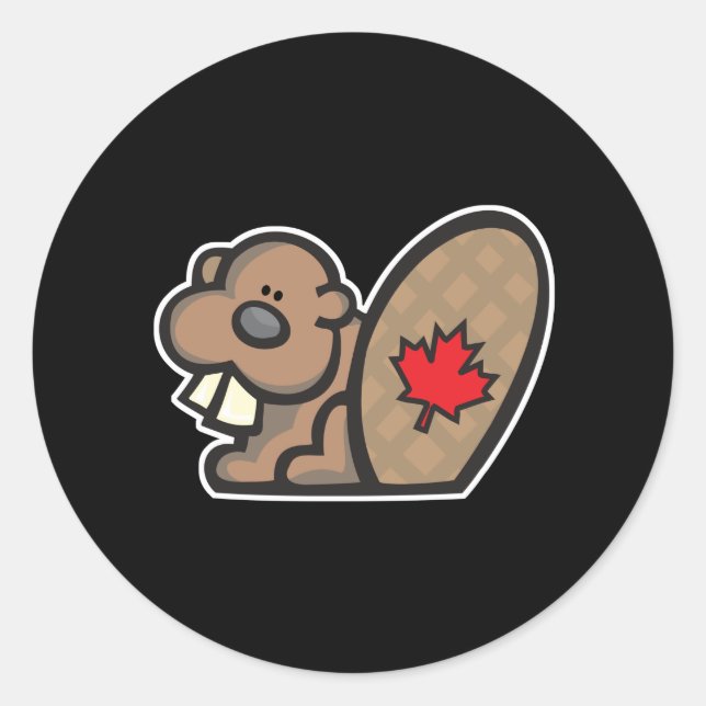 Adesivo Redondo lindo castor canadense (Frente)