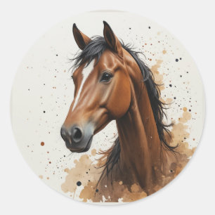 Adesivo Redondo Lindo Cavalo Morgan Arte Animal