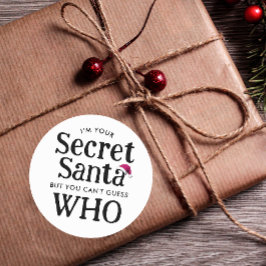Adesivo Redondo Lindo Chapéu de Papai Noel Secreto Preto Moderno A
