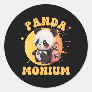 Adesivo Redondo Lindo Chibi Kawaii Panda Nome Ano Escolar nas Cost