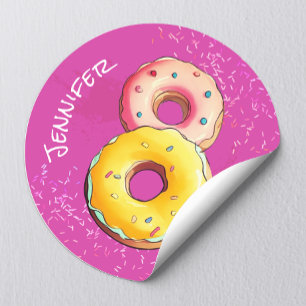 Adesivo Redondo Lindo Donut Feminino Aniversário de 8 anos Rojões