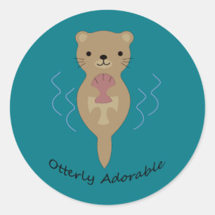 Adesivo Redondo Lindo e Engraçado Otter Adorável