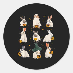 Adesivo Redondo Lindo Fantasma de Coelhinho de Outono Roupa Amante