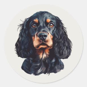 Adesivo Redondo Lindo Feliz Cocker Spaniel Preto Animal de Estimaç