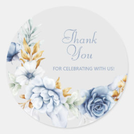 Adesivo Redondo Lindo Flor de Aquarela Obrigado