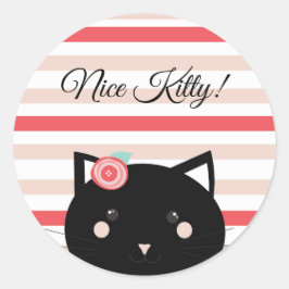 Adesivo Redondo Lindo Gatinho Gato Preto Fofo Recompensa