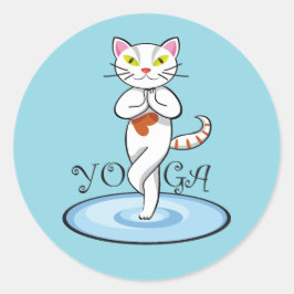 Adesivo Redondo Lindo gato yoga