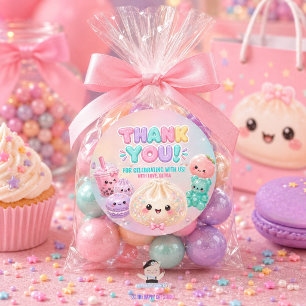 Adesivo Redondo Lindo Glitter Dumpling Bao Squishy Festa de Aniver