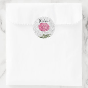 Adesivo Redondo Lindo Hortênsia Vintage Rosa Obrigado