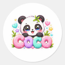 Lindo Kawaii Coco Panda Nome Pastel Rosa Brilhante