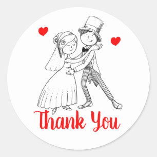 Adesivo Redondo Lindo Obrigado Noiva Noivo Casamento Vermelho Pret