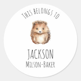 Adesivo Redondo Lindo ouriço! Personalize "isto pertence a"