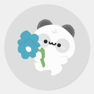 Adesivo Redondo Lindo Panda Romântico