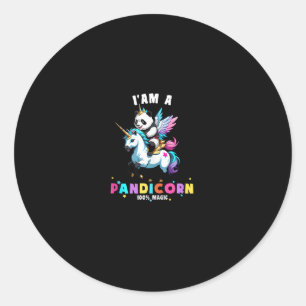 Adesivo Redondo Lindo Panda Unicórnio Eu Sou Uma Garota Mágica Pan