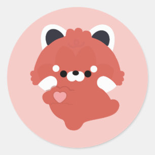 Adesivo Redondo Lindo Panda Vermelho do Amor