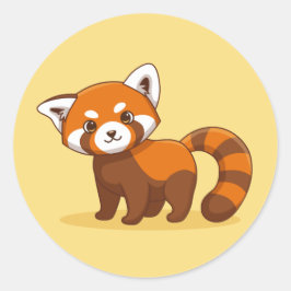Adesivo Redondo Lindo Panda Vermelho no Amarelo