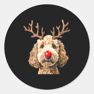 Adesivo Redondo Lindo Papai Noel Rena Fun Goldendoodle Natal T