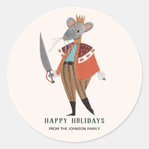 Adesivo Redondo Lindo Rei Rato Ecru Natal Festa de Natal quebra-no