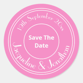 Adesivo Redondo Lindo Save The Date de Casamento Rosa Chic WhiteSc