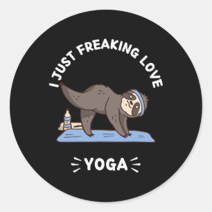 Adesivo Redondo Lindo Sloth Kawaii Eu Amo Totalmente Yoga Amante