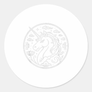 Adesivo Redondo Lindo Unicórnio 2026 Ano do Cavalo Fortuna Cavalei