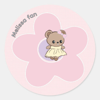 Adesivo Redondo Lindo ursinho panda princesa rosa estilo kpop