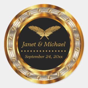 Adesivo Redondo Lindos Dourados, metais e negros