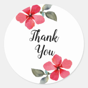 Adesivo Redondo Lindos Favores de Festas Florais Vermelhos de Papo