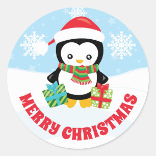 Adesivo Redondo Lindos Miúdos Chapéu Vermelho de Papai Noel Pingui