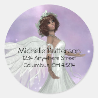 Adesivo Redondo Lindos rótulos de endereço do Angel Design 3