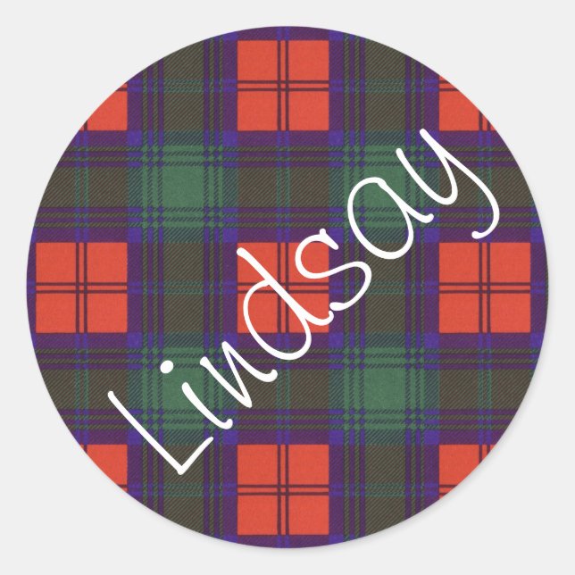 Adesivo Redondo Lindsay Scottish Tartan Pattern (Frente)