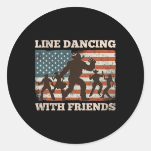 Adesivo Redondo Line Dance Dancing Western Bigfoot Country Music S