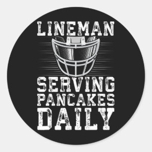 Adesivo Redondo Lineman Servindo Pancakes Daily Football Lineman