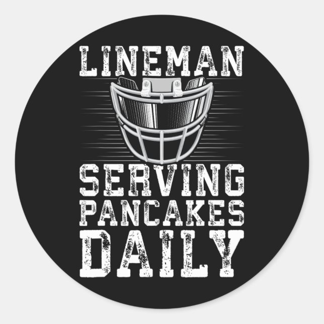 Adesivo Redondo Lineman Servindo Pancakes Daily Football Lineman (Frente)