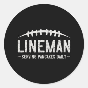 Adesivo Redondo Lineman Servindo Pancakes Daily Funny Vintage