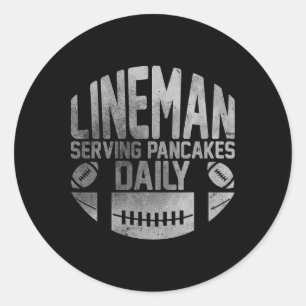 Adesivo Redondo Lineman Servindo Pancakes Diariamente Engraçado Li