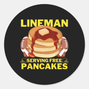 Adesivo Redondo Lineman Servindo Pancakes Football Lineman