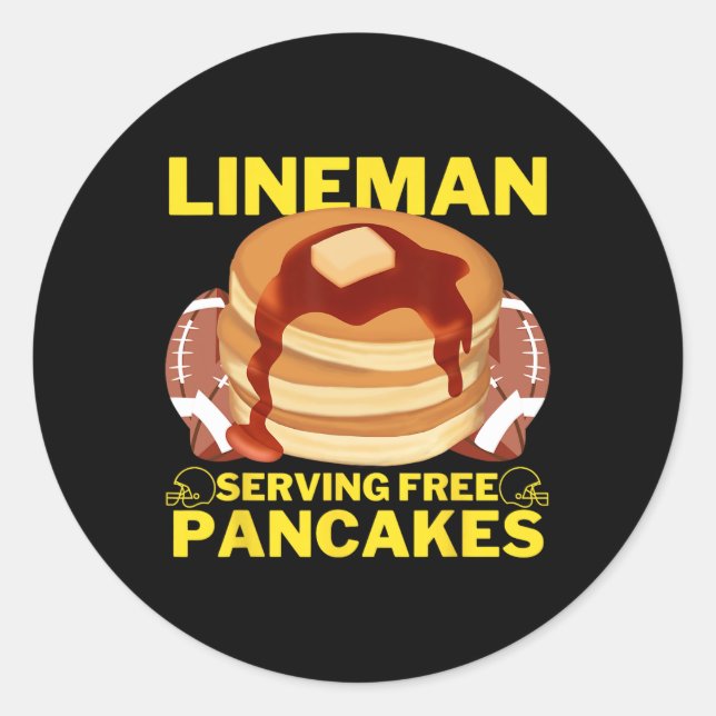 Adesivo Redondo Lineman Servindo Pancakes Football Lineman (Frente)
