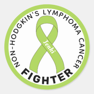 Adesivo Redondo Linfoma não-Hodgkin Fighter Ribbon White