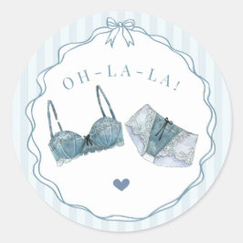 Adesivo Redondo Lingerie Azul Envelope para Festa de Solteira com 