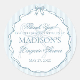 Adesivo Redondo Lingerie Azul Favor para Festa de Despedida de Sol