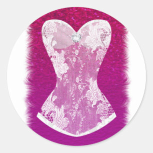 Adesivo Redondo Lingerie Glam Rosa e Branco Favor de Chuva Moderno