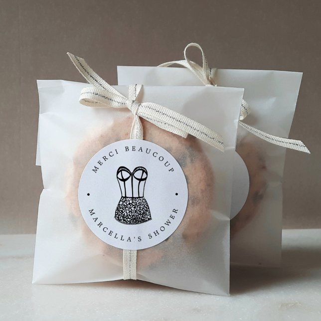 Adesivo Redondo Lingerie Negra Moderna - Obrigado (Criador carregado)