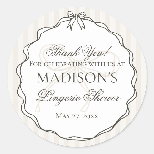 Adesivo Redondo Lingerie Preta Favor para Festa de Despedida de So (Frente)